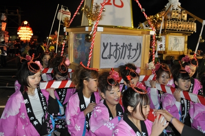とよおかまつり　御輿と花火の競演